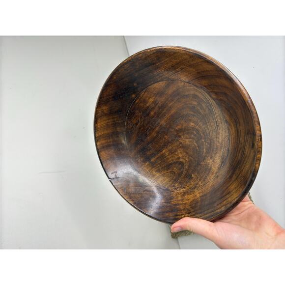 Decorative Vintage Wooden Pedestal Bowl Display/Fruit Bowl Grannycore Rustic - Picture 3 of 9